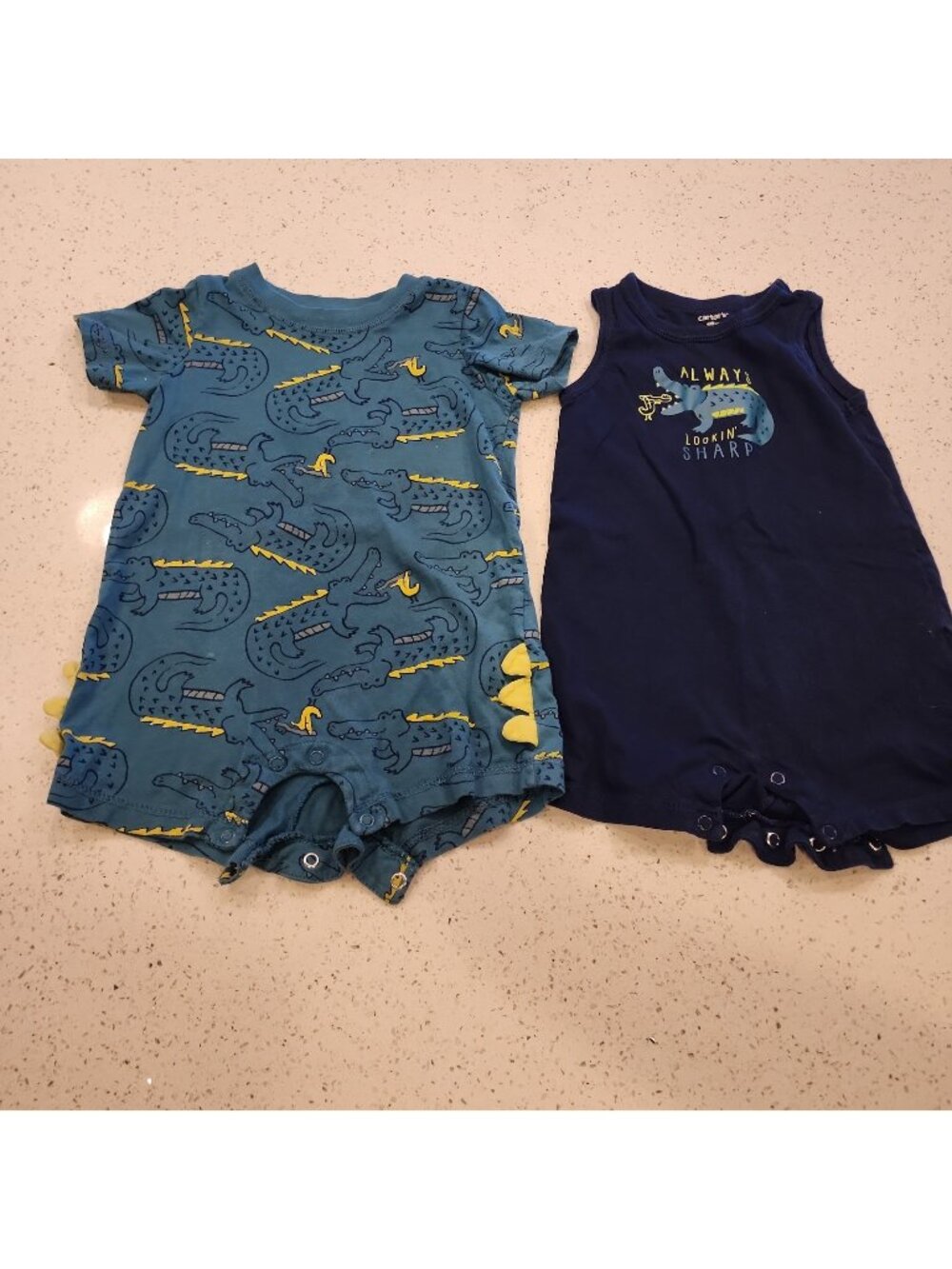 Set Of 2 Carter Toddler Boys One-piece 18 Month Blue Green Alligator Cotton